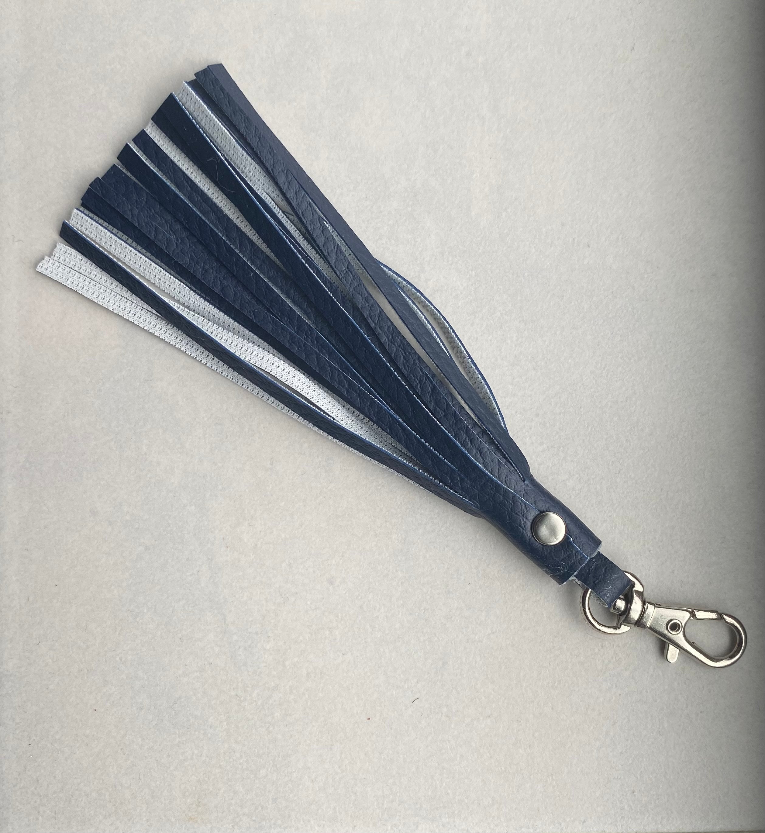 Navy Faux Leather Tassel